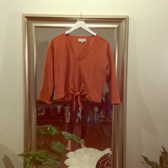 Madewell | Orange Long-Sleeve V-Neck. Size S - Picture 2 of 5
